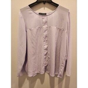 Eloquii Lavender Blouse Long Sleeve Mixed Media Lightweight Side Slits Euc